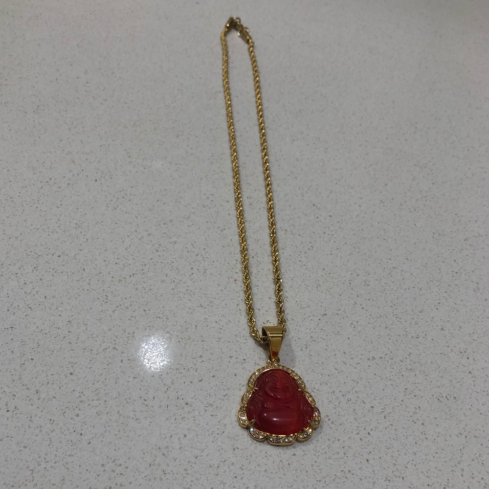 Smile Buddha Pendant with Rope Chain - Picture 2 of 4